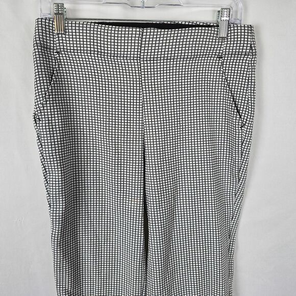 Max Studio Dress Pants Women's M Grey Black White Check Flat Front Pockets - Picture 2 of 16